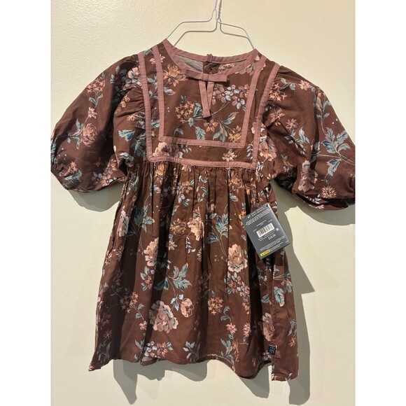 NWT Modern Moments Maroon Floral Peasant Dress - 4T - Picture 1 of 3